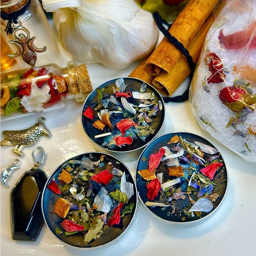 3 Hekate Tea Light candles ritual spell work alter offering rose pedals lavendar
